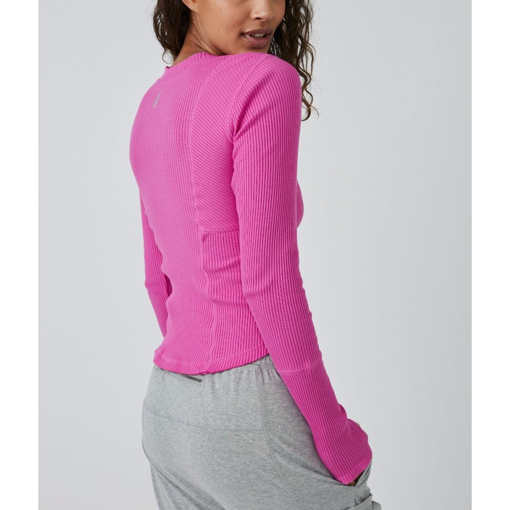 NWT FP Movement Laura Long Sleeve Rib Top / Fuschia Fizz - Picture 3 of 6